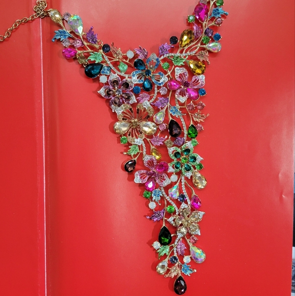Christian Siriano Jewelry - Christian Siriano Stunning Waterfall Bib Necklace ~ Dazzling Rhinestones! VGUC